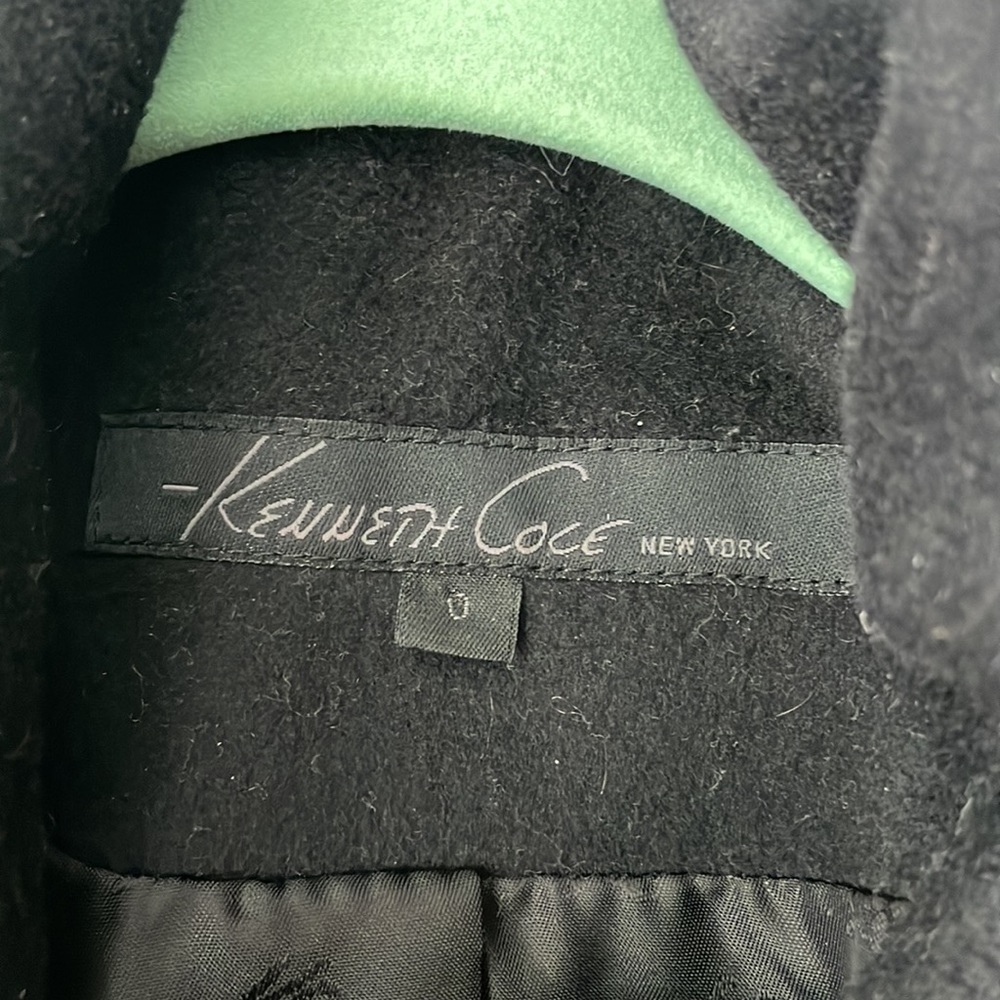 Kenneth Cole Black Oversized Collar Wool Cashmere Coat 0 - Picture 4 of 6